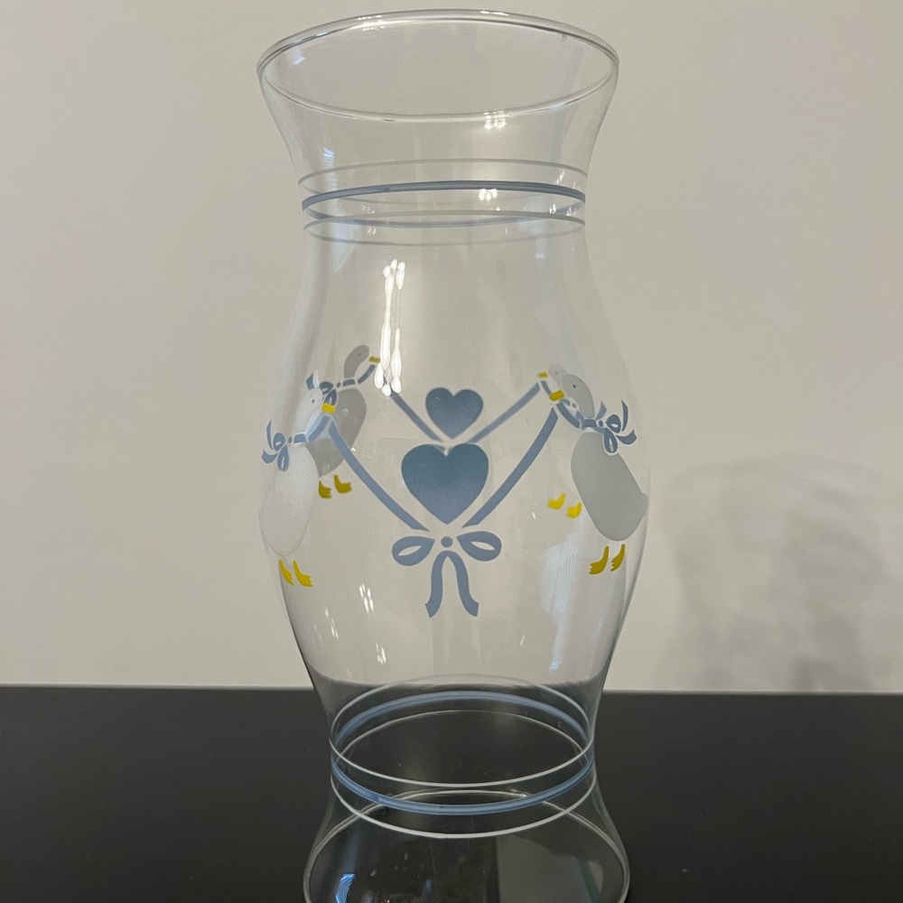 Vintage Hurricane Lamp Shade/Chimney w/Ducks/Geese